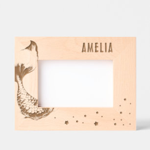 Cute Mermaid Tail Stars Girl Photo Etched Frames
