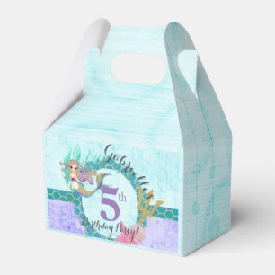 Cute Mermaid Teal & Purple Mermaid Birthday Party Favor Box