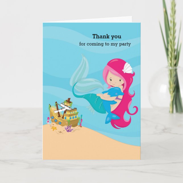 Cute Mermaid Thank You Card (Front)