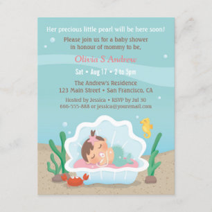 Cute Mermaid Under the Sea Baby Shower Invitations