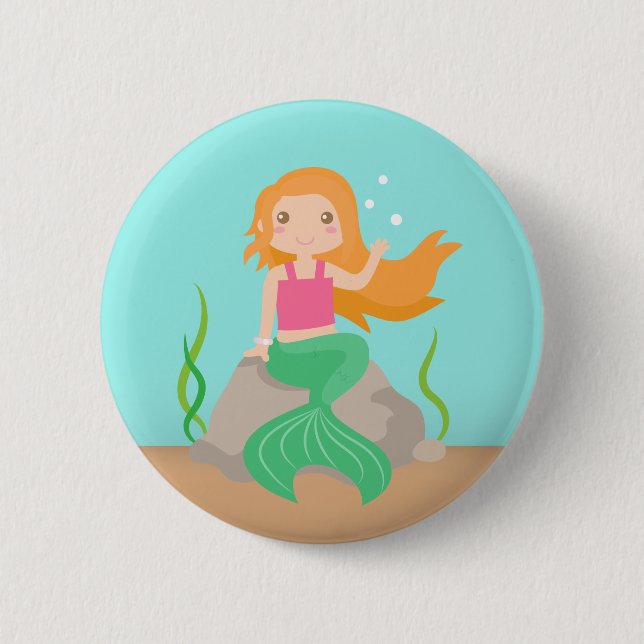 Cute Mermaid under the sea, for Girls 2 Inch Round Button (Front)