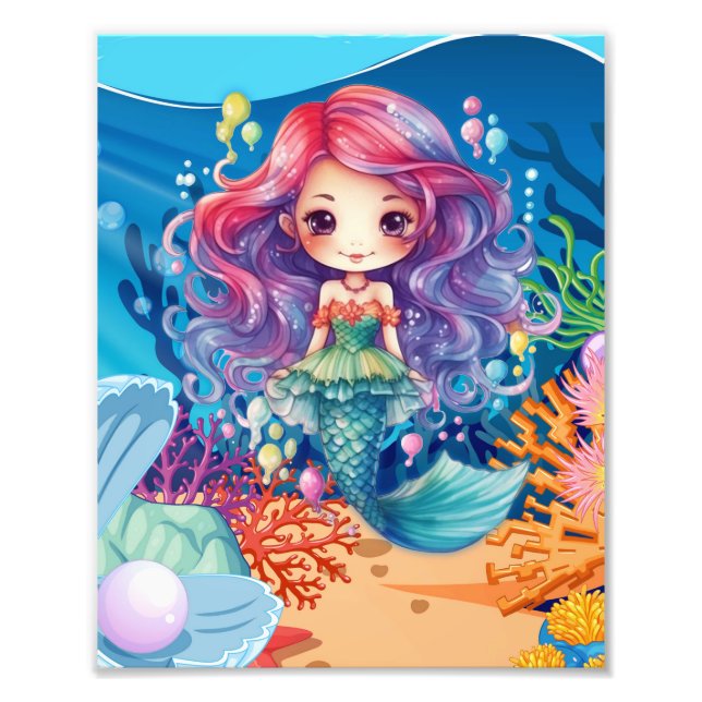 Cute Mermaid Underwater Photo Print (Front)
