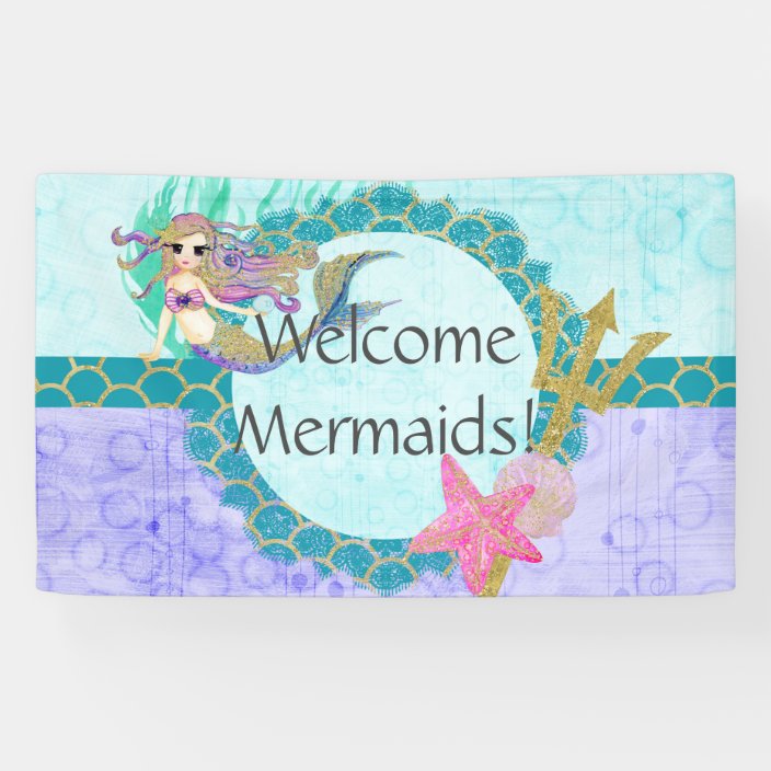 Cute Mermaid Welcome Mermaids Birthday Party Banner Zazzle ca