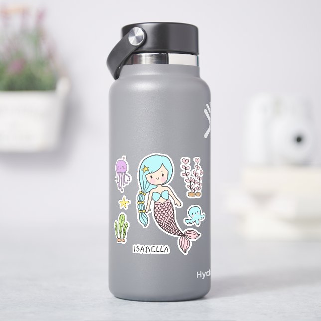 Cute Mermaid Whimsical Girly Personalized Name (HydroFlask)