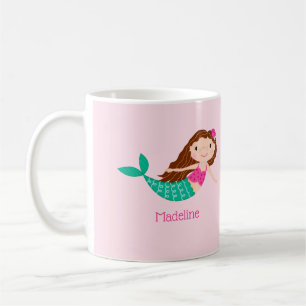 Cute Mermaid Whimsical Pink Personalized Coffee Mug