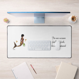 Cute Mermaid With Seahorses Desk Mat