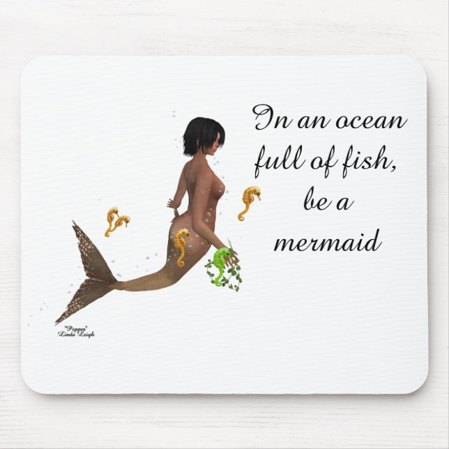 Cute Mermaid With Seahorses Mousepad (Front)