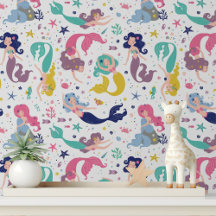Cute Mermaids Modern Girls Kids Pattern