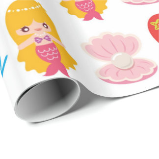 Cute mermaids pattern wrapping paper