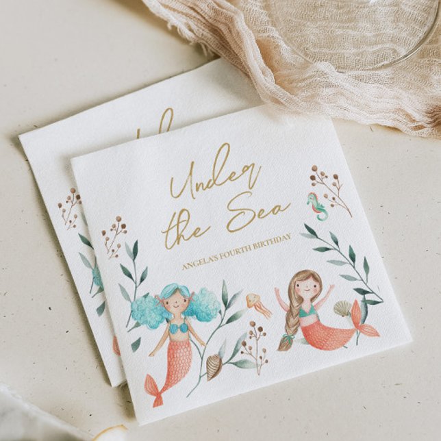 Cute Mermaids Under the Sea Napkin (Creator Uploaded)