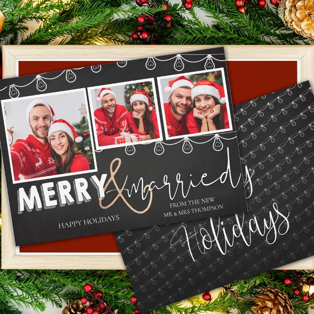 Cute Merry And Married First Christmas Photo Holiday Card (Cute Merry And Married First Christmas Photo Holiday Card)