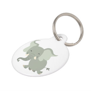 Cute Merry Cartoon Elephant Dog Tag