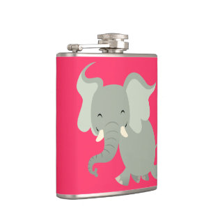 Cute Merry Cartoon Elephant Hip Flask