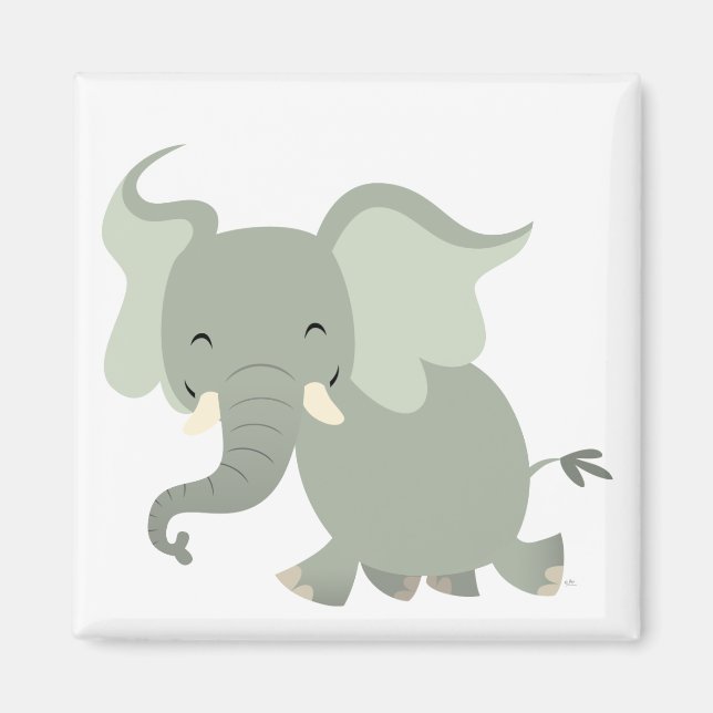 Cute Merry Cartoon Elephant Magnet (Front)