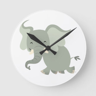 Cute Merry Cartoon Elephant Wall Clock