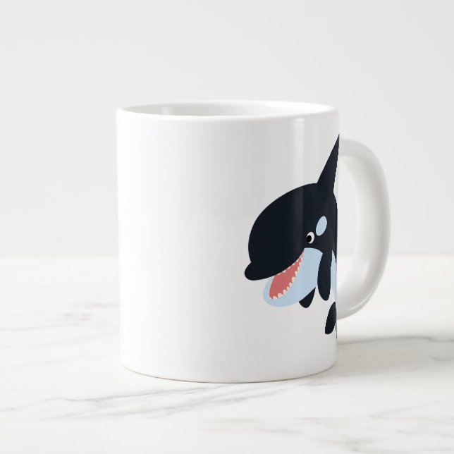 Cute Merry Cartoon Killer Whale Jumbo Mug (Front Right)