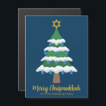 Cute Merry Chrismukkah Tree Magnet Cards<br><div class="desc">This cute Merry Chrismukkah magnetic card features a green Christmas tree decorated with blue dreidel ornaments and a gold Jewish Star of David at the top for Hanukkah to combine the 2 holidays for a family that celebrates both. Cool magnets.</div>