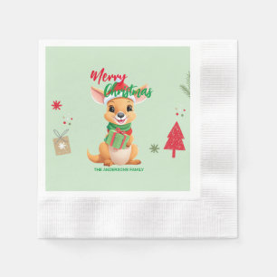 Cute merry christmas Baby Kangaroo Santa Scarf hol Napkin