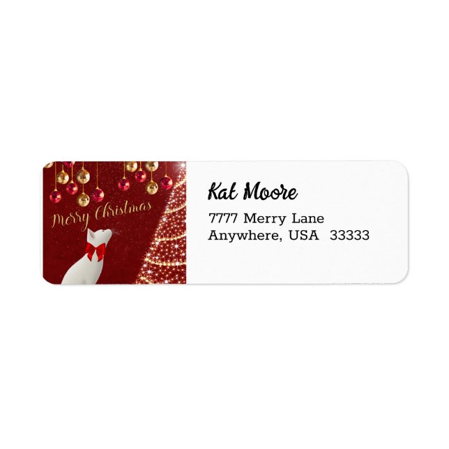 Cute Merry Christmas Cat  Return Address Label (Front)