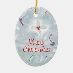 Cute Merry Christmas Ceramic Ornament