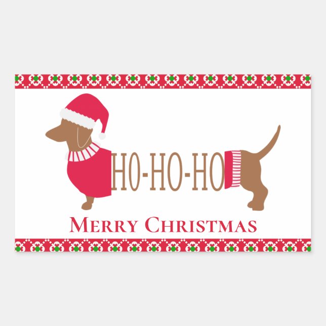 Cute Merry Christmas Dachshund Doxie Dog Sticker (Front)