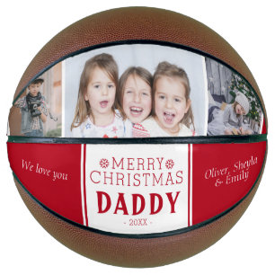 Cute Merry Christmas Daddy 3 Photo Collage Basketball