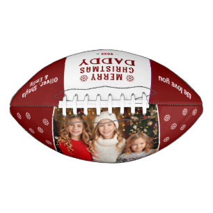 Cute Merry Christmas Daddy Family Photo Football