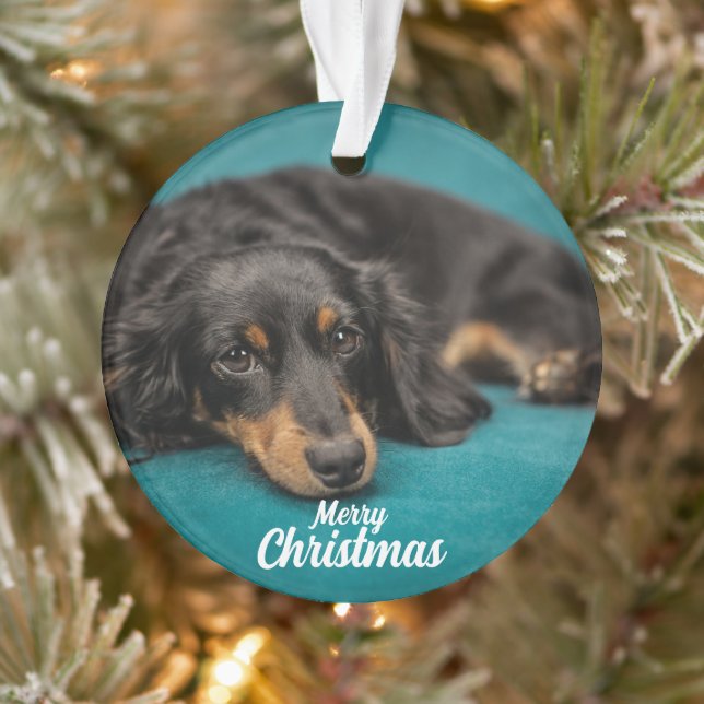 Cute Merry Christmas Dog  ceramic ornament (Tree)