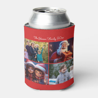 Cute Merry Christmas Family Photo Can Cooler