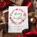 Cute merry christmas floral wreath no photo holiday card<br><div class="desc">Cute merry christmas floral wreath no photo</div>