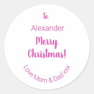 Cute Merry Christmas From Mom and Dad Gift Tag