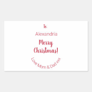 Cute Merry Christmas From Mom and Dad Minimal Sticker