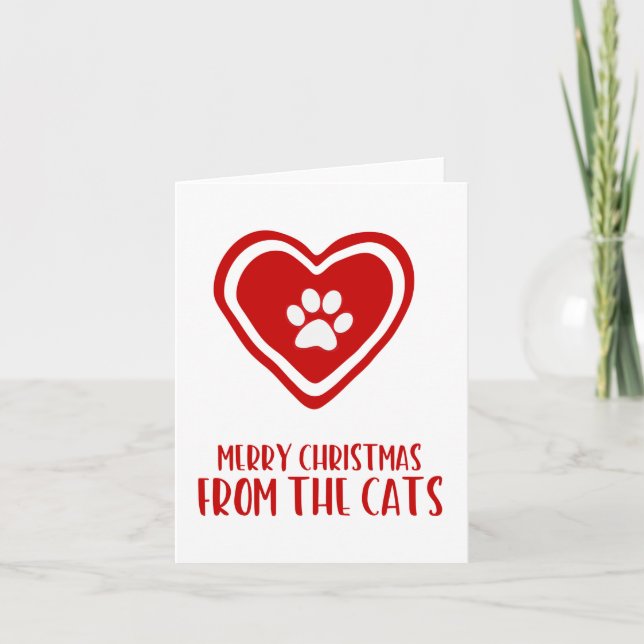 Cute Merry Christmas from the Cats Xmas Card (Front)