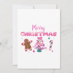 Cute Merry Christmas Gingerbread and Candy Design Invitation
