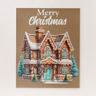 Cute Merry Christmas Gingerbread House Jigsaw Puzzle