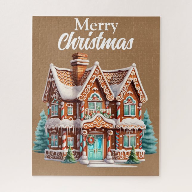 Cute Merry Christmas Gingerbread House Jigsaw Puzzle (Vertical)