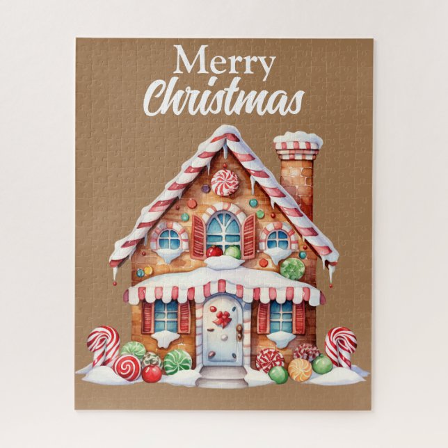 Cute Merry Christmas Gingerbread House Jigsaw Puzzle (Vertical)