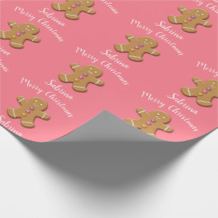Cute Merry Christmas gingerbread man personalized Wrapping Paper