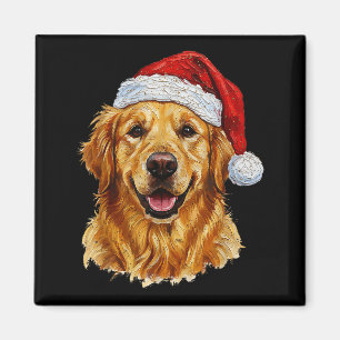 Cute Merry Christmas Golden Retriever Dog Christma Magnet