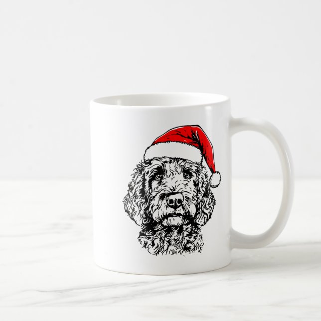 Cute Merry Christmas Goldendoodle Santa Christmas  Coffee Mug (Right)