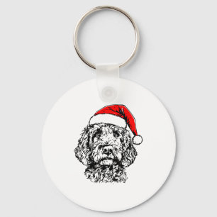 Cute Merry Christmas Goldendoodle Santa Christmas Keychain