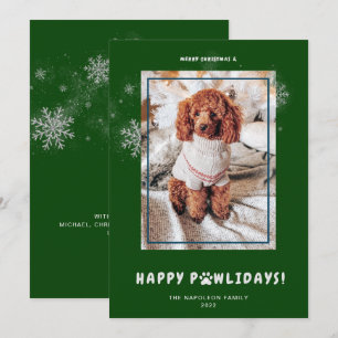 Cute Merry Christmas Happy PAWlidays Pet Photo Ho Holiday Card