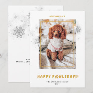 Cute Merry Christmas Happy PAWlidays Pet Photo  Holiday Card