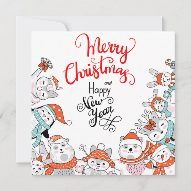 Cute Merry Christmas Holiday Card (Front)