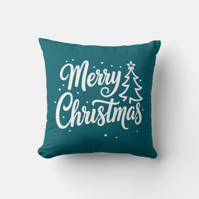 Cute Merry Christmas Holiday Throw Pillow (Front)