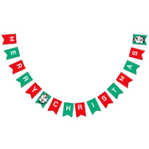 Cute merry Christmas OX Cow Xmas snow party Bunting Flags
