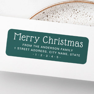Cute Merry Christmas pine green return address