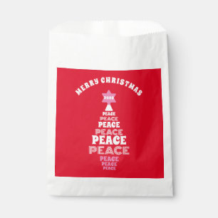 Cute Merry Christmas Pink and Red Peace Tree Favour Bag