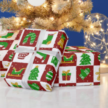 Cute Merry Christmas Red and Green Square Pattern