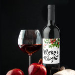 Cute Merry Christmas Red Mistletoe Watercolor Wine Label<br><div class="desc">Elevate your holiday soirées with this chic wine label, boasting a whimsical design adorned with modern black script and a charming mistletoe motif in vivid red and green watercolors. Exuding festive cheer, it sets the stage for a jolly and merry Christmas dinner, infusing your gatherings with warmth and elegance. The...</div>